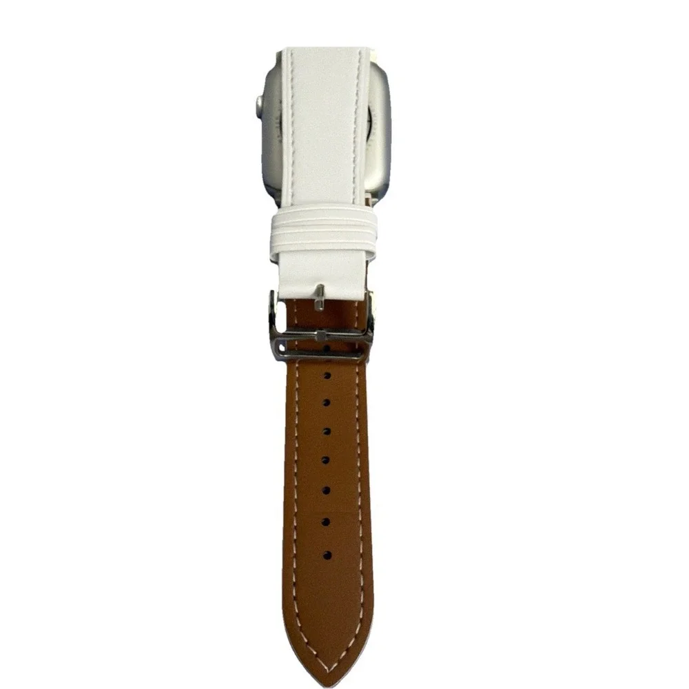 Strap Band WhiteUnisex's Leather replacement Band Series 10 iPhone Size 42/45 NW